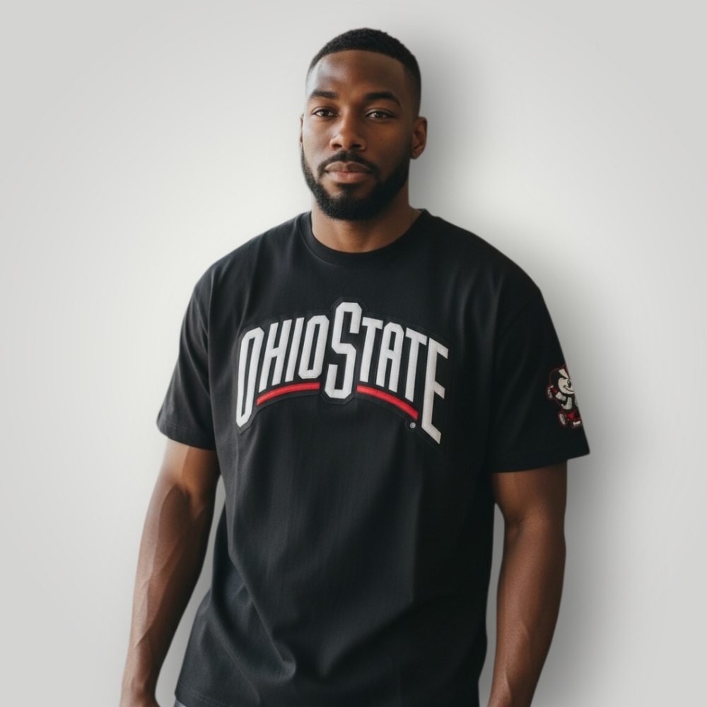 Pro Standard Ohio State Buckeyes Shirt Mens Large  Black‎ Embroidered Brutus